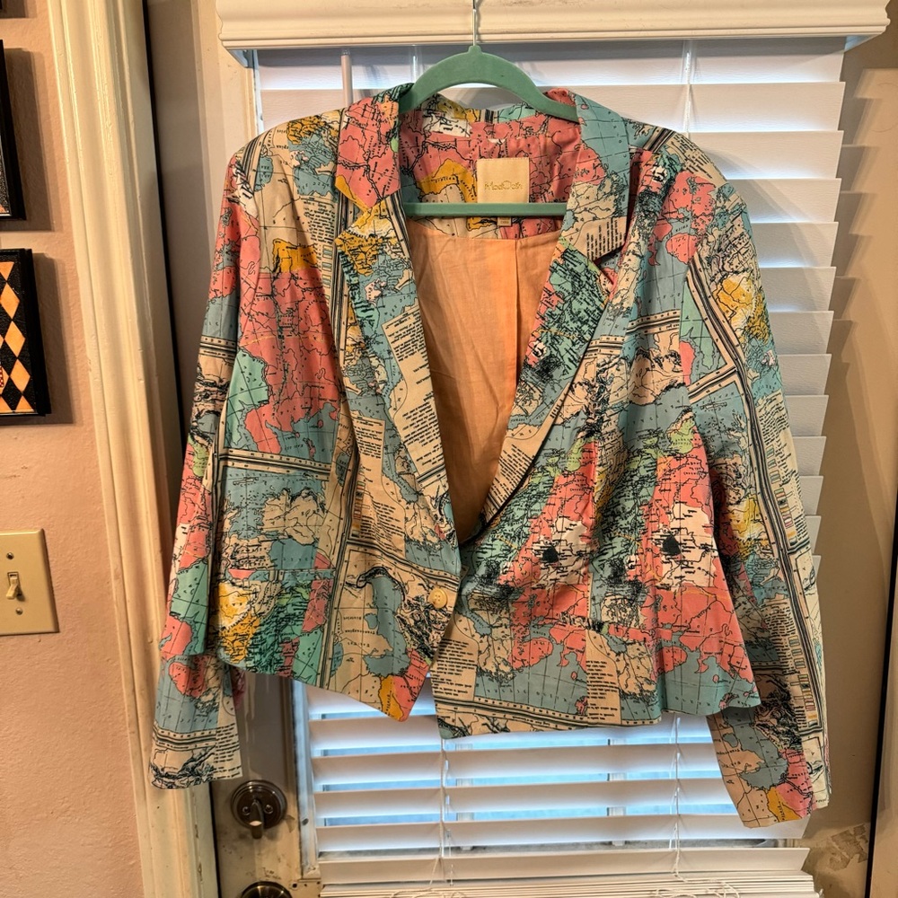 ModCloth 4x World Map Cropped Blazer